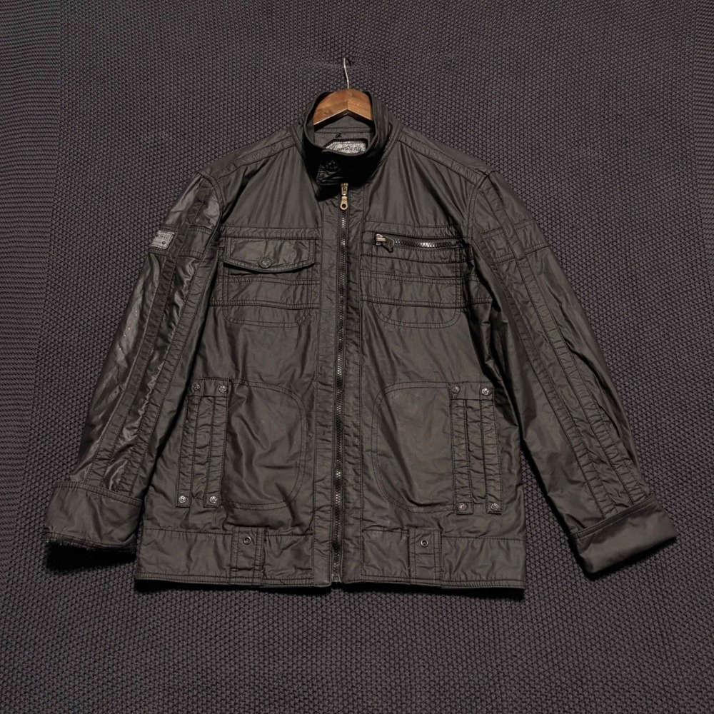 LianDong‎ Utility Jacket Womens Large Black Multi-Pocket Full Zip Techwear Moto